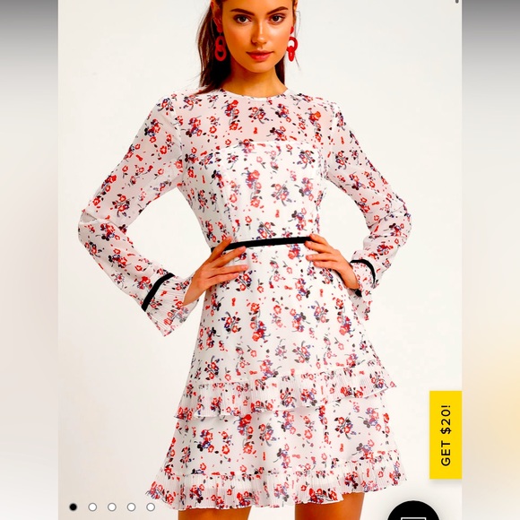 NWOT Lulus White Dress with Flowers - Picture 1 of 5